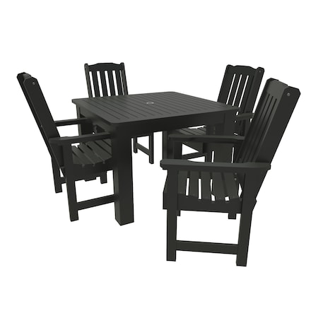 Highwood Usa Lehigh 5pc Square Outdoor Patio Furniture Dining Set AD-DNL44-BKE